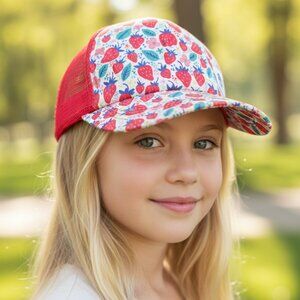 Turtle Fur Strawberry Print Kids Quest Trucker Hat